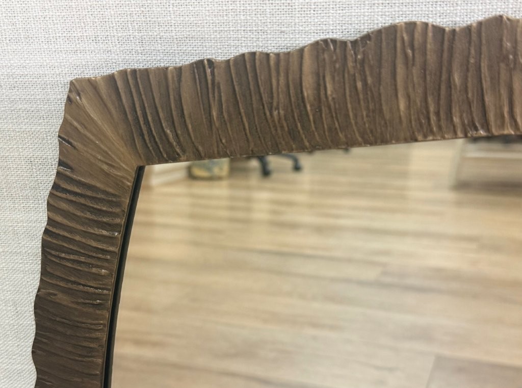 Tall Oblong Brown Gold Metal Mirror